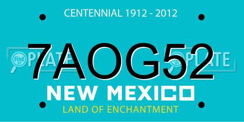 7AOG52 New Mexico License Plate