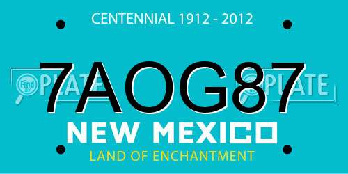 7AOG87 New Mexico License Plate