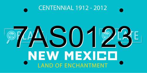 7AS0123 New Mexico License Plate
