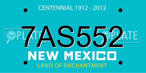 7AS552 New Mexico License Plate