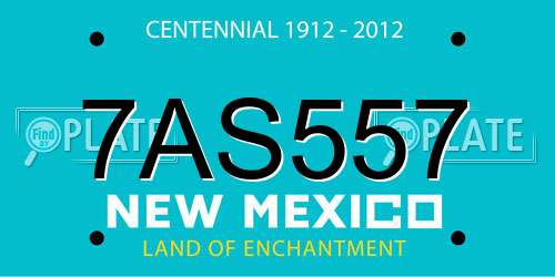 7AS557 New Mexico License Plate