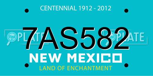 7AS582 New Mexico License Plate