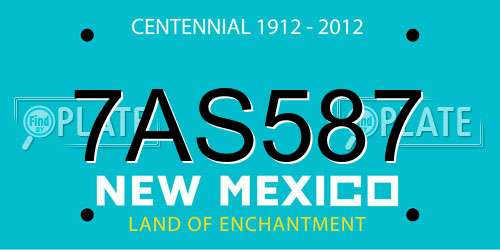 7AS587 New Mexico License Plate