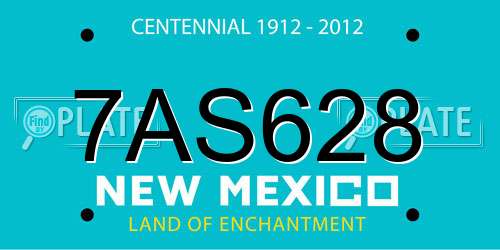 7AS628 New Mexico License Plate
