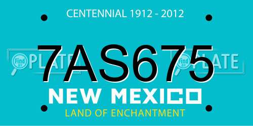 7AS675 New Mexico License Plate