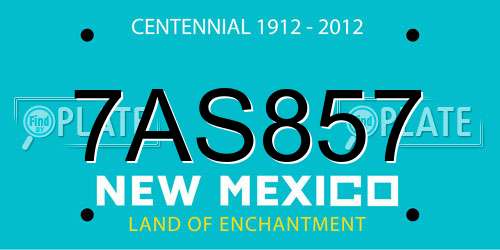 7AS857 New Mexico License Plate