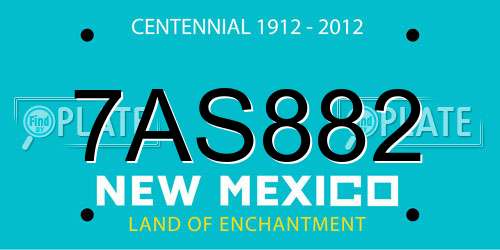 7AS882 New Mexico License Plate