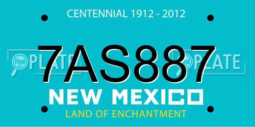 7AS887 New Mexico License Plate