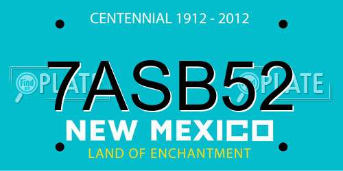 7ASB52 New Mexico License Plate