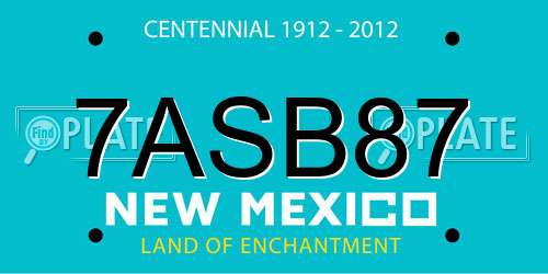 7ASB87 New Mexico License Plate