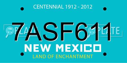 7ASF611 New Mexico License Plate