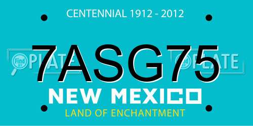 7ASG75 New Mexico License Plate