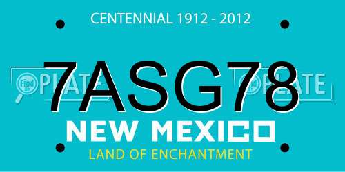 7ASG78 New Mexico License Plate