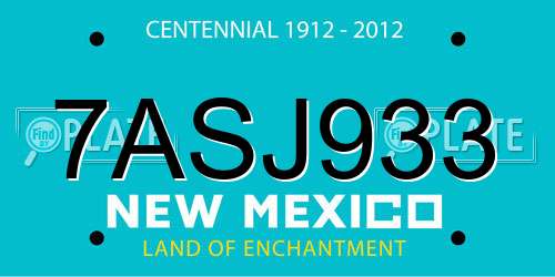 7ASJ933 New Mexico License Plate