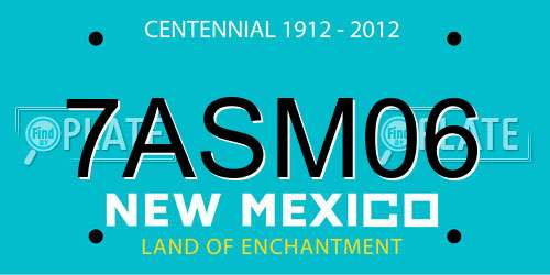 7ASM06 New Mexico License Plate