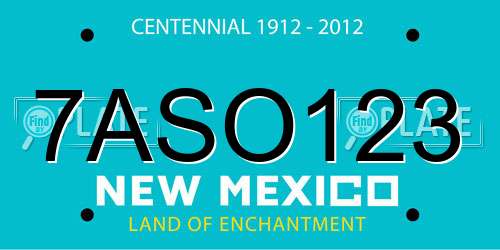 7ASO123 New Mexico License Plate