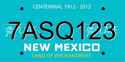 7ASQ123 New Mexico License Plate