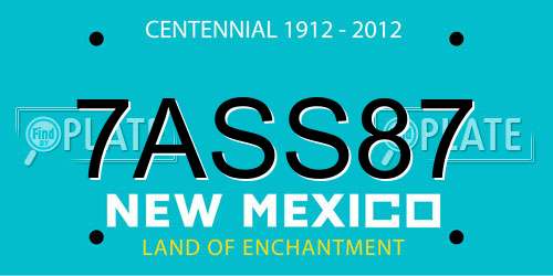 7ASS87 New Mexico License Plate