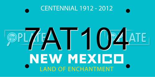 7AT104 New Mexico License Plate