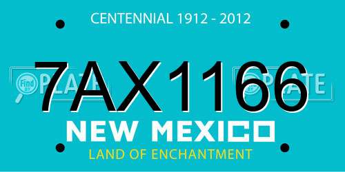 7AX1166 New Mexico License Plate