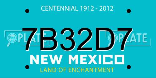 7B32D7 New Mexico License Plate