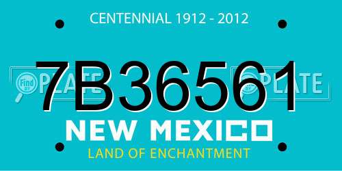 7B36561 New Mexico License Plate