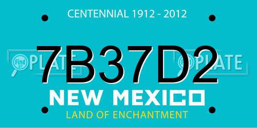 7B37D2 New Mexico License Plate