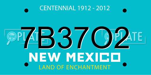 7B37O2 New Mexico License Plate