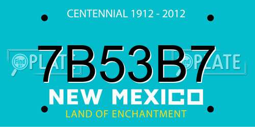 7B53B7 New Mexico License Plate