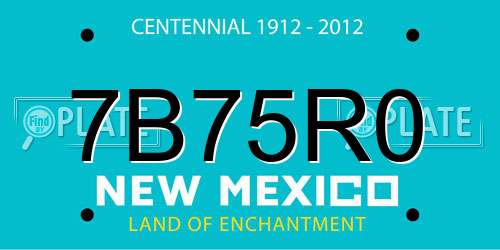 7B75R0 New Mexico License Plate