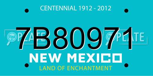 7B80971 New Mexico License Plate