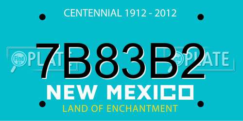 7B83B2 New Mexico License Plate