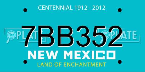 7BB352 New Mexico License Plate