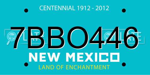 7BBO446 New Mexico License Plate