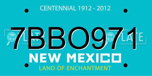 7BBO971 New Mexico License Plate