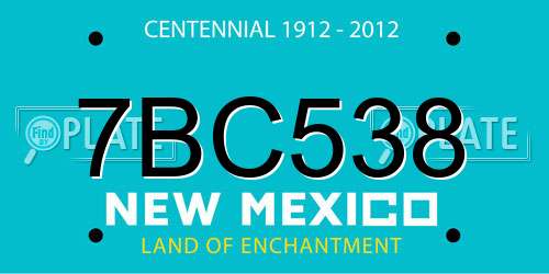 7BC538 New Mexico License Plate