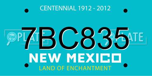 7BC835 New Mexico License Plate