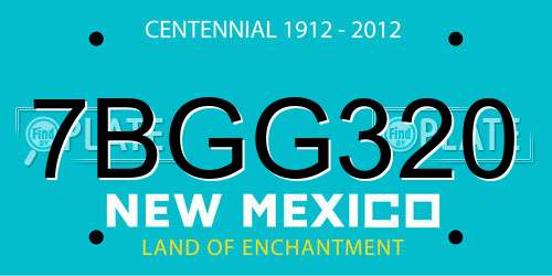 7BGG320 New Mexico License Plate