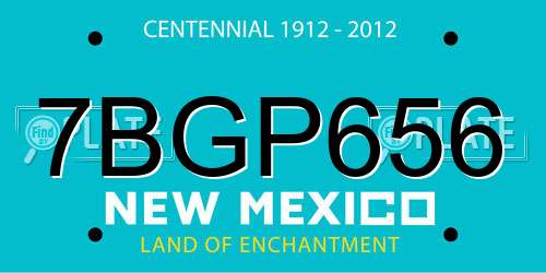 7BGP656 New Mexico License Plate