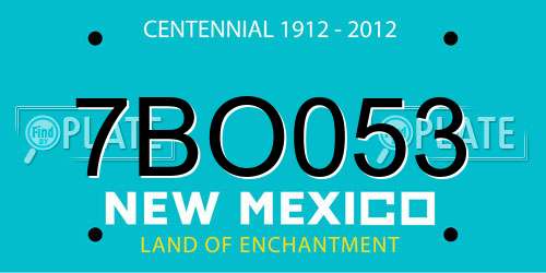 7BO053 New Mexico License Plate