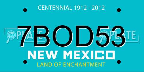 7BOD53 New Mexico License Plate