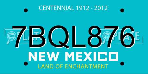 7BQL876 New Mexico License Plate