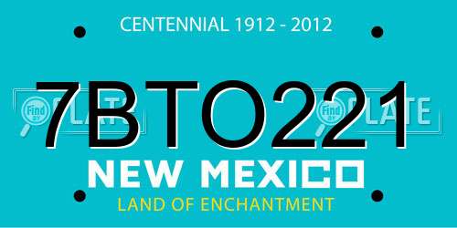 7BTO221 New Mexico License Plate