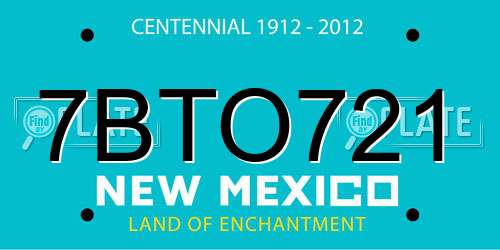 7BTO721 New Mexico License Plate