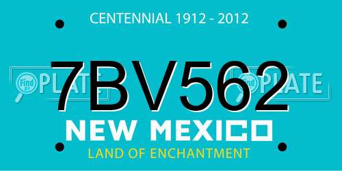 7BV562 New Mexico License Plate