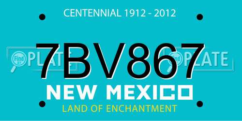 7BV867 New Mexico License Plate