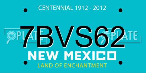 7BVS62 New Mexico License Plate