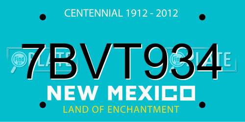 7BVT934 New Mexico License Plate