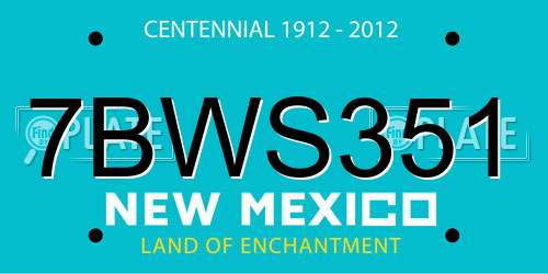7BWS351 New Mexico License Plate