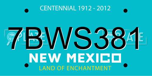 7BWS381 New Mexico License Plate